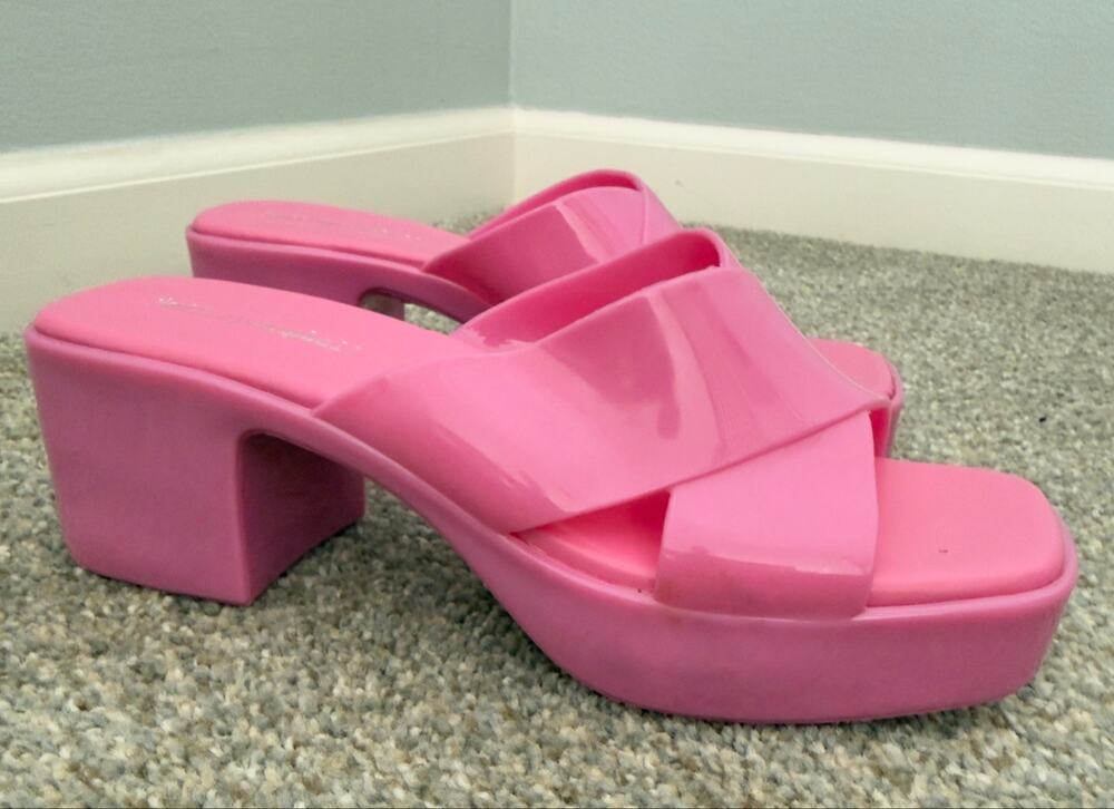 Jeffrey Campbell Bubblegum Pink Platform Slide Sandals - Size 7